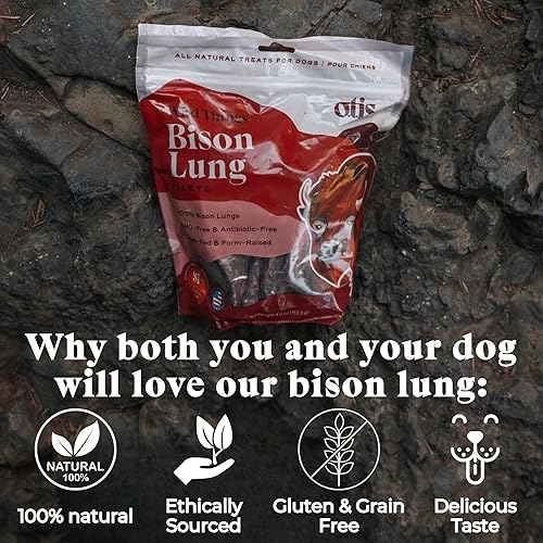 Miniatura 3 de OTIS Dog Treats - Wild Things - Filetes de pulmón de bisonte  Paquetes de proteínas, criados en pasto, golosinas para perros con bisonte alimentadas