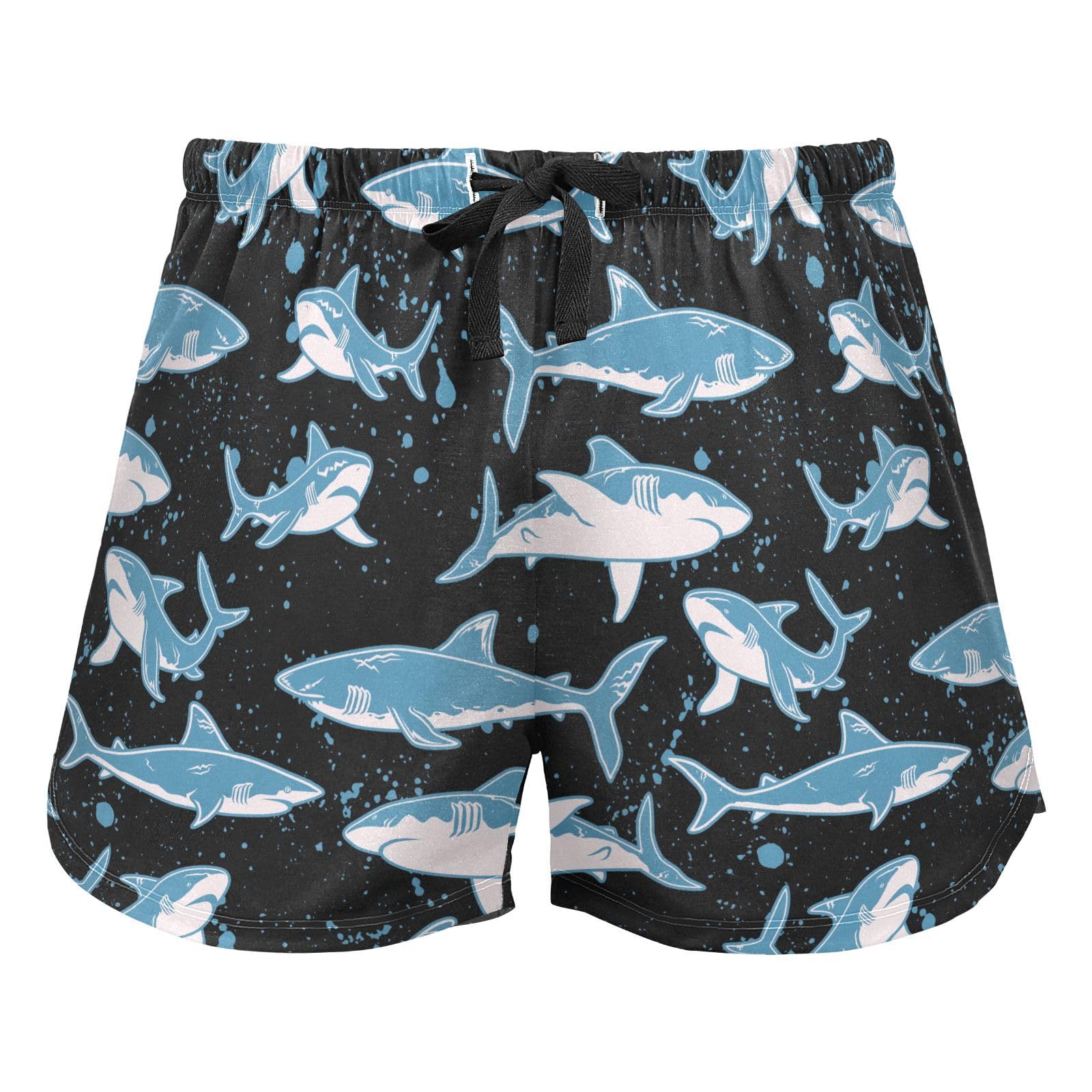 JHKKU Sleep Shorts Soft Lounge Pajamas Bottoms with Pockets Comfy Short Pants for Women's, Shark Animal 2, S