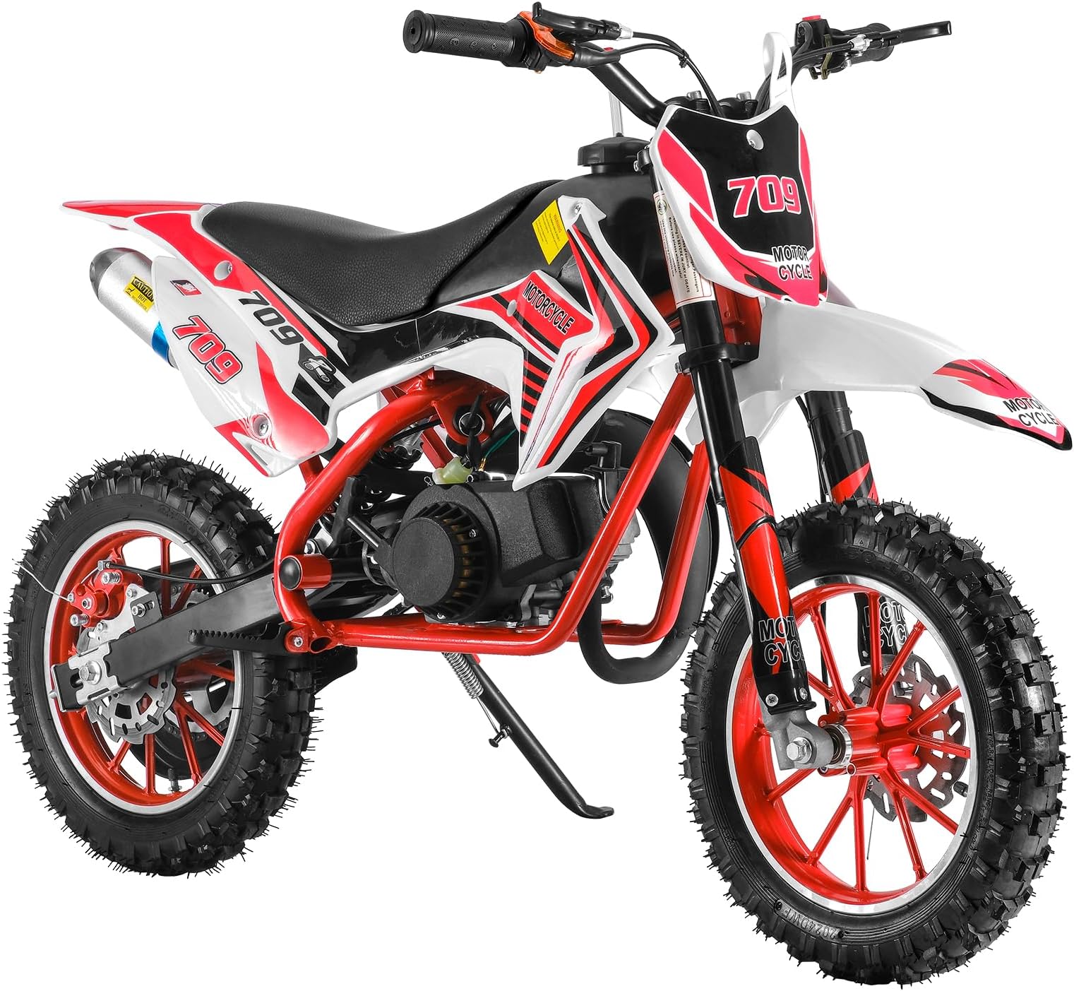 49cc Kids Dirt Bike, 2-Stroke Gas Power Dirt Bike, Off Road Gas Pocket Bike, Mini Dirt Bike for Kids, Motorcycle with Front Rear Disc Brakes,Racing Max Speed 40KM/H (Red)