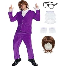Halloween Costume Purple Jacket Pant Wig and Glasses for Cospaly Party Outfit