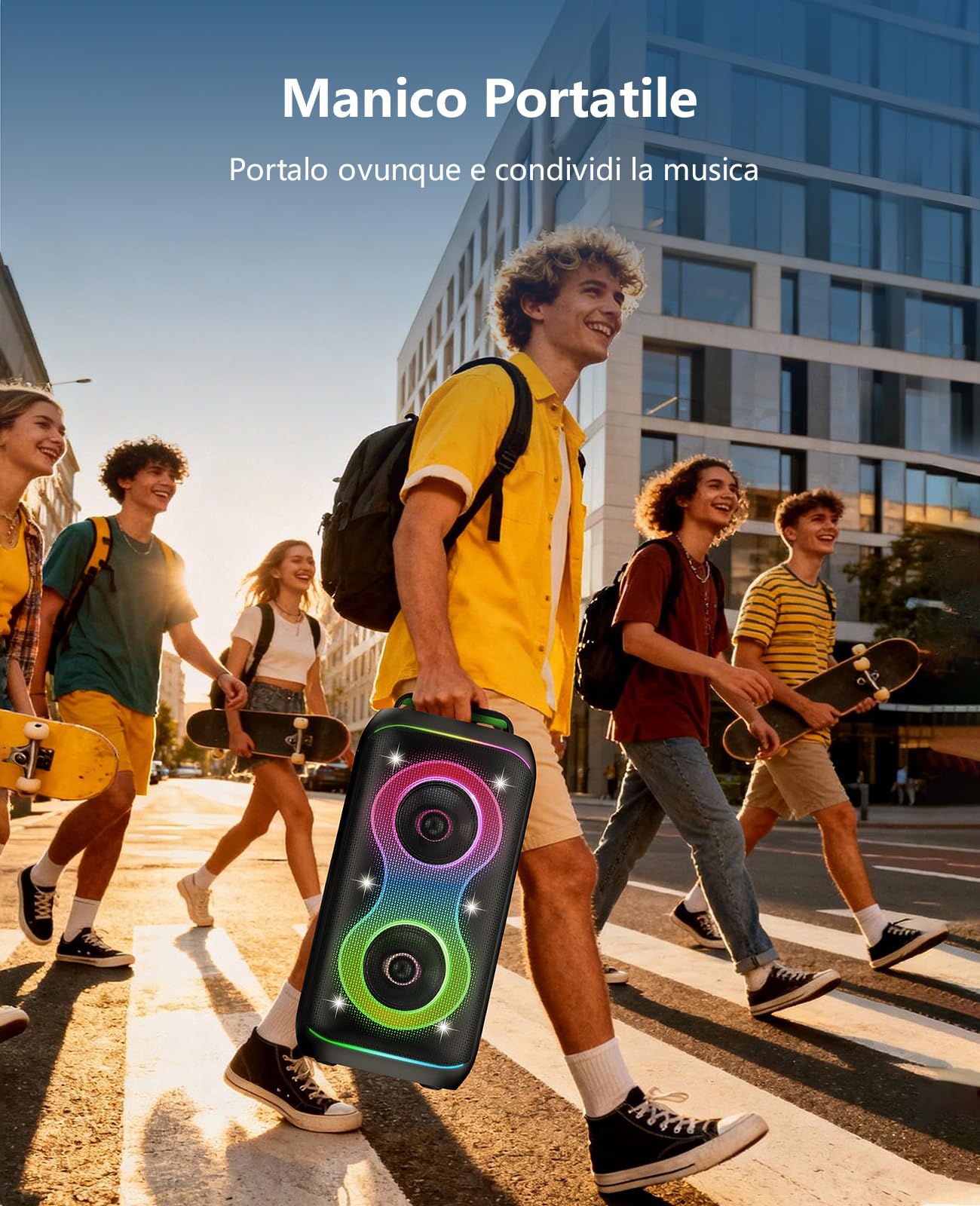 GKD61 Cassa Karaoke con 2 Microfoni UHF Wireless, Cassa Bluetooth Portatile da 400W di Potenza di Picco, Subwoofer da 6,5", Sistema Karaoke Professionale, Supporto USB/TF/AUX, Ideale per Grandi Feste