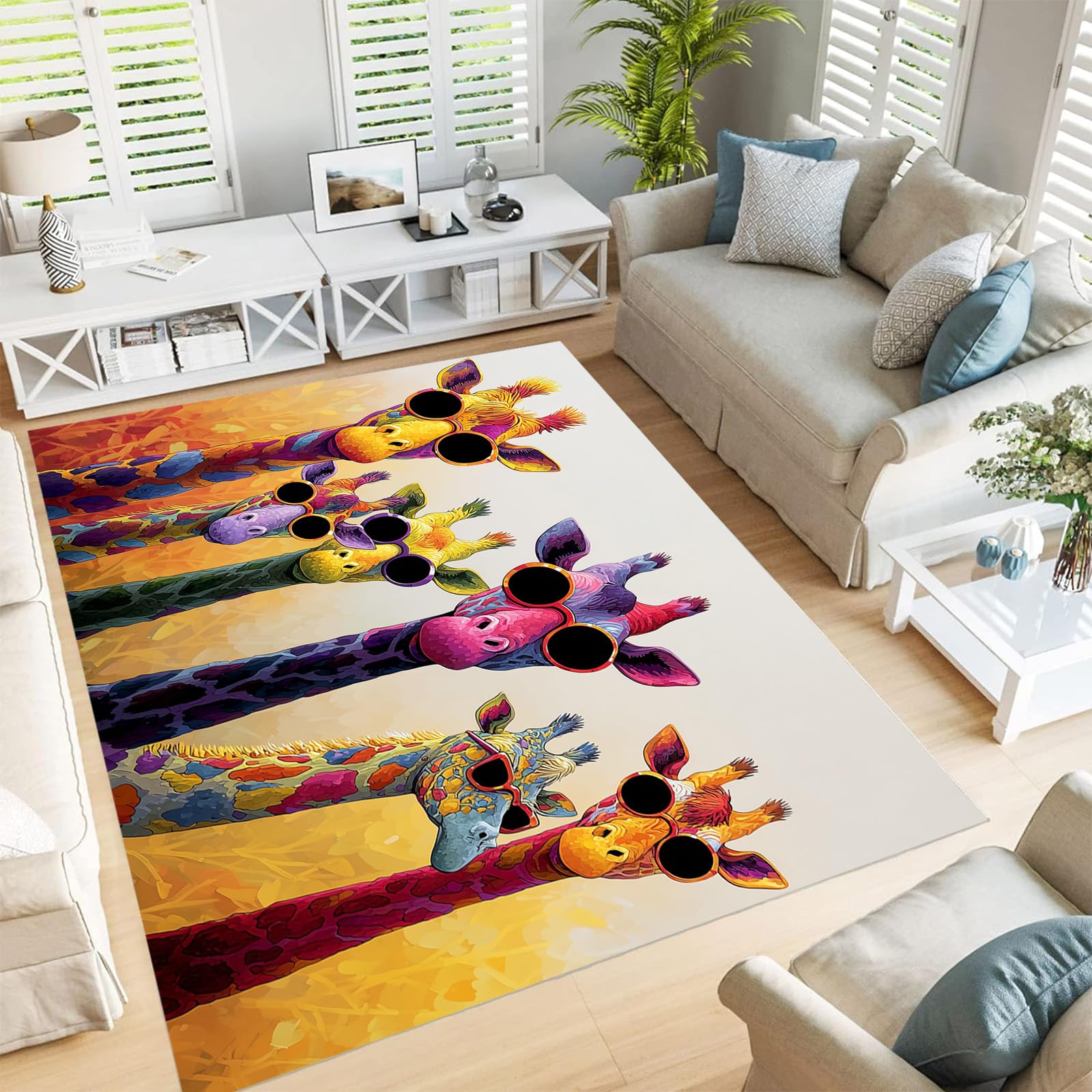 Tapis de sol caramel orange animaux rigolos pour chambre bébé