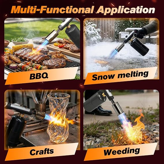 Saker Propane Torch,3272F High Heat Adjustable Flame Thrower Gun with Safety Lock,Propane Torch Gun Flamethrower for BBQ, Grill, Campfire,Searing Steak, Cooking and Camping(Tank Not Included)