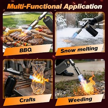 Saker Propane Torch,3272F High Heat Adjustable Flame Thrower Gun with Safety Lock,Propane Torch Gun Flamethrower for BBQ, Grill, Campfire,Searing Steak, Cooking and Camping(Tank Not Included)