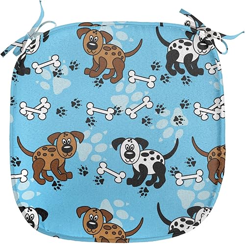 Miniatura 47 de Lunarable Swirly - Cojín de asiento para silla, diseño de líneas retro rizadas, funky en espiral, vida marina náutica, antideslizante, para cocina y