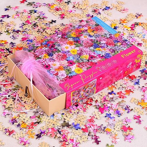 Miniatura 7 de Ingooood - Rompecabezas de 1000 piezas- Serie Tranquila- Flower_IG-0439 Rompecabezas de madera de entretenimiento Juguetes