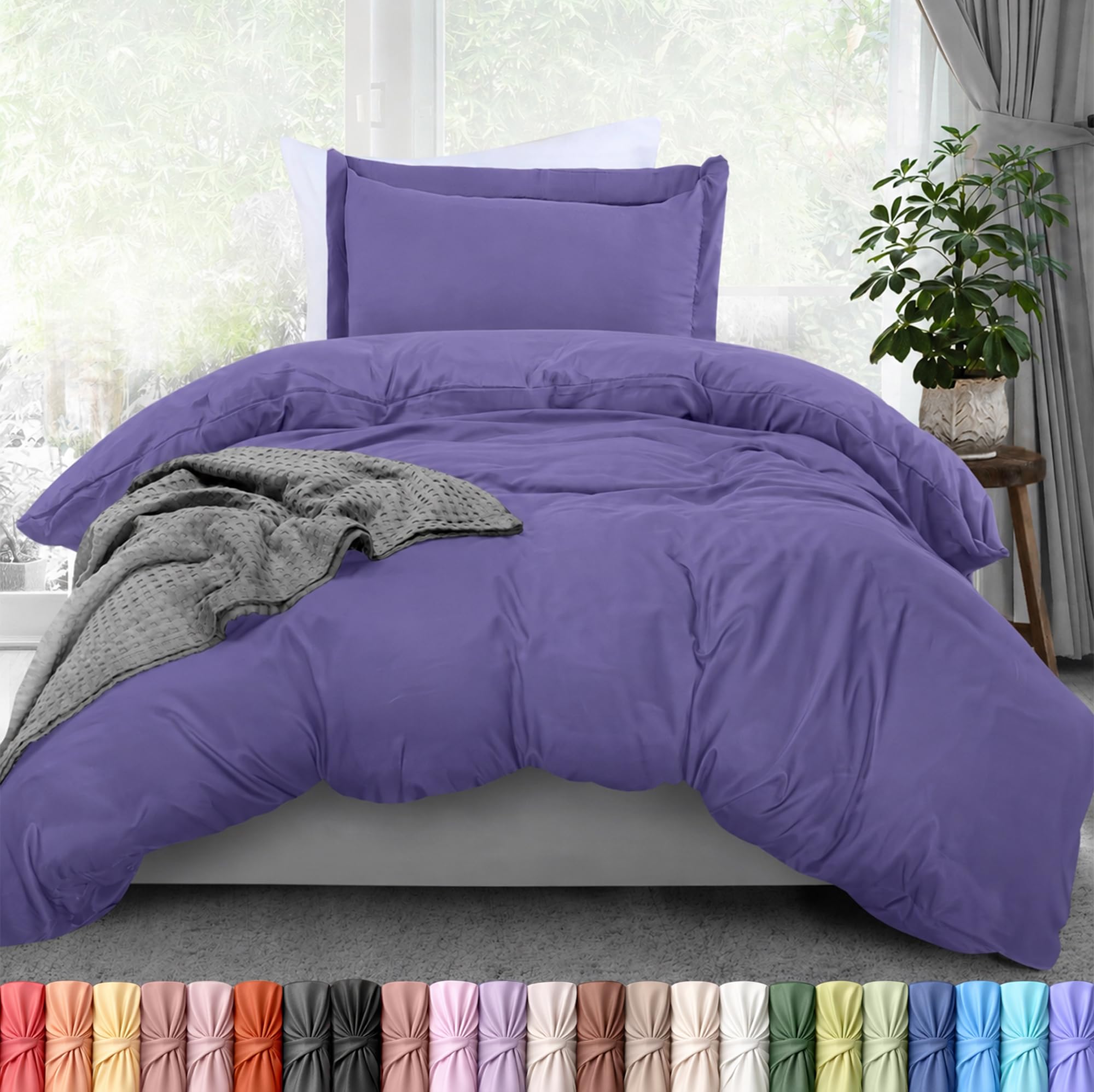 Duvet Cover Twin/Twin XL, 2 PC Cotton Like Polyester, Zipper Closure, Peri