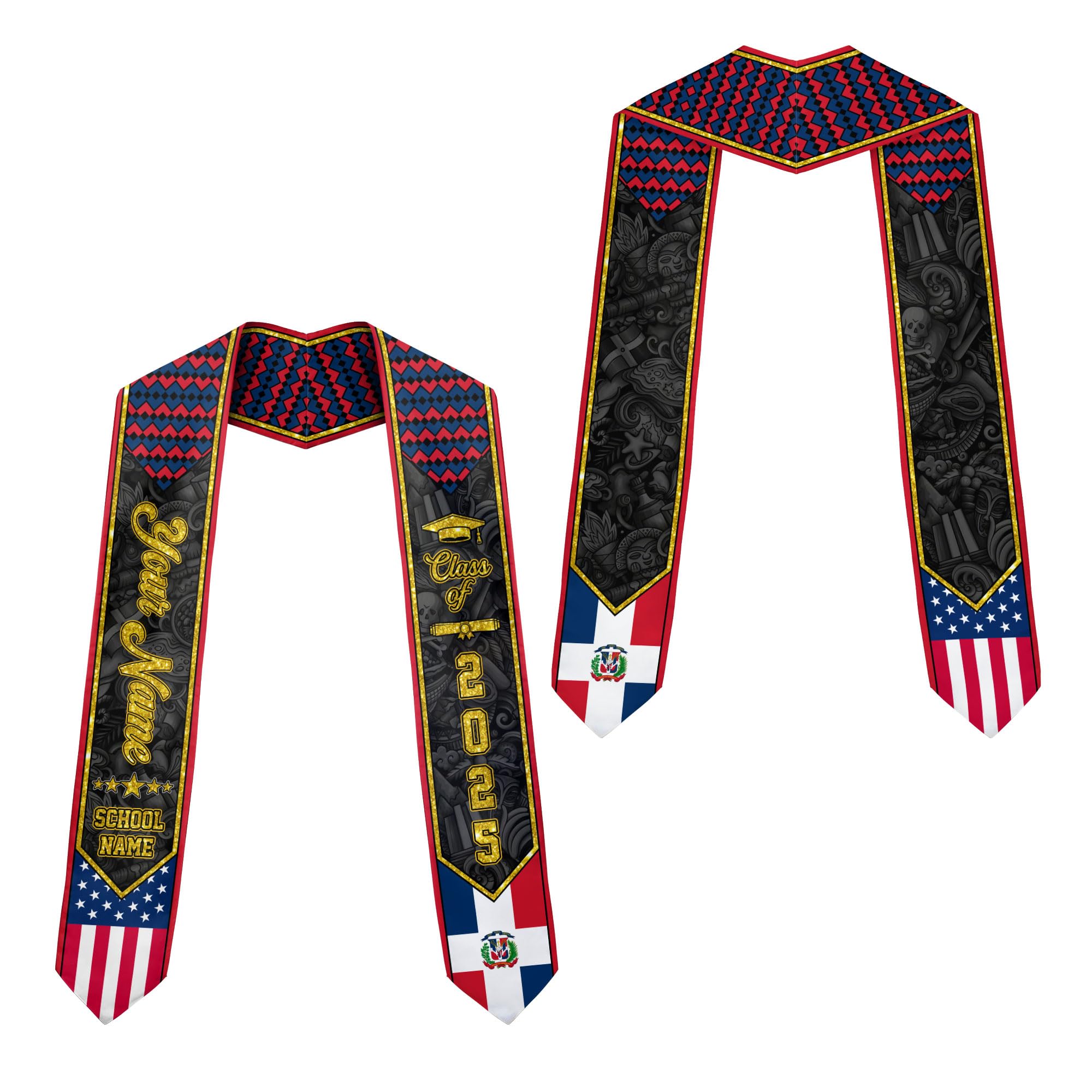MonkeyVan Custom Dominican Flag Graduation Sash 2025, Dominican Graduation Stole, Dominican Republic Grad Sash Class Of 2025 Dmnc 2