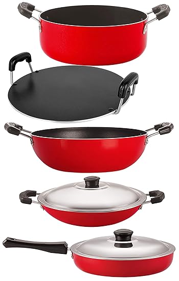 Nirlon Non-Stick Aluminium Dishwasher Safe PFOA Free 5 Piece Cooking Utensils Set