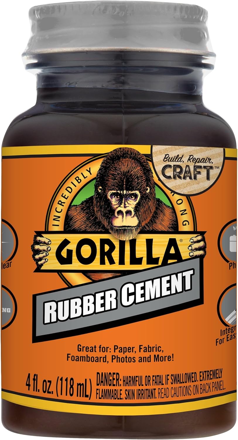 Gorilla 105779 Rubber Cement, 4-oz. - Quantity 6