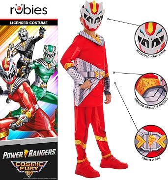 Rubie's Official Power Rangers Cosmic Fury Red Ranger Costume, Childrens Fancy Dress
