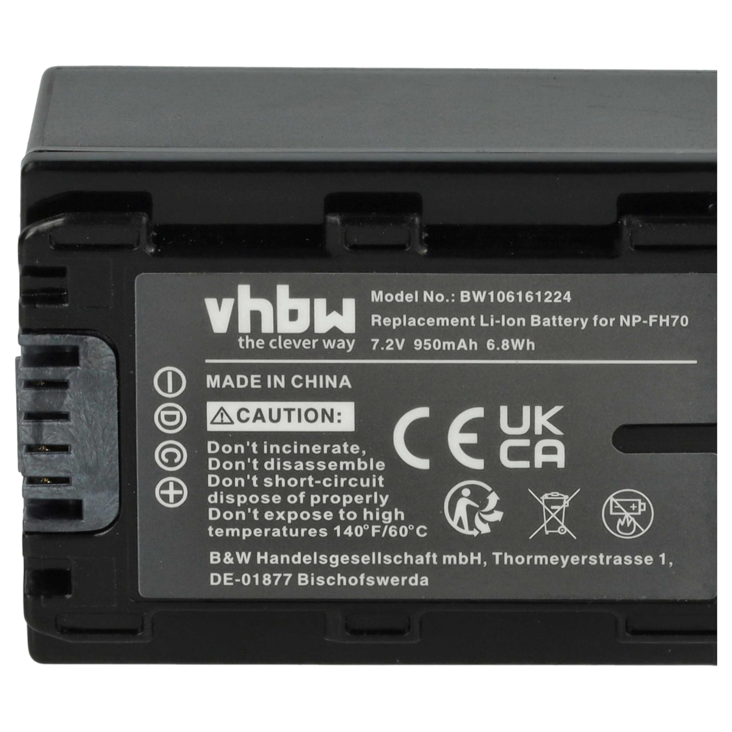 vhbw 3X Batterie Remplacement pour Sony NP-FH70