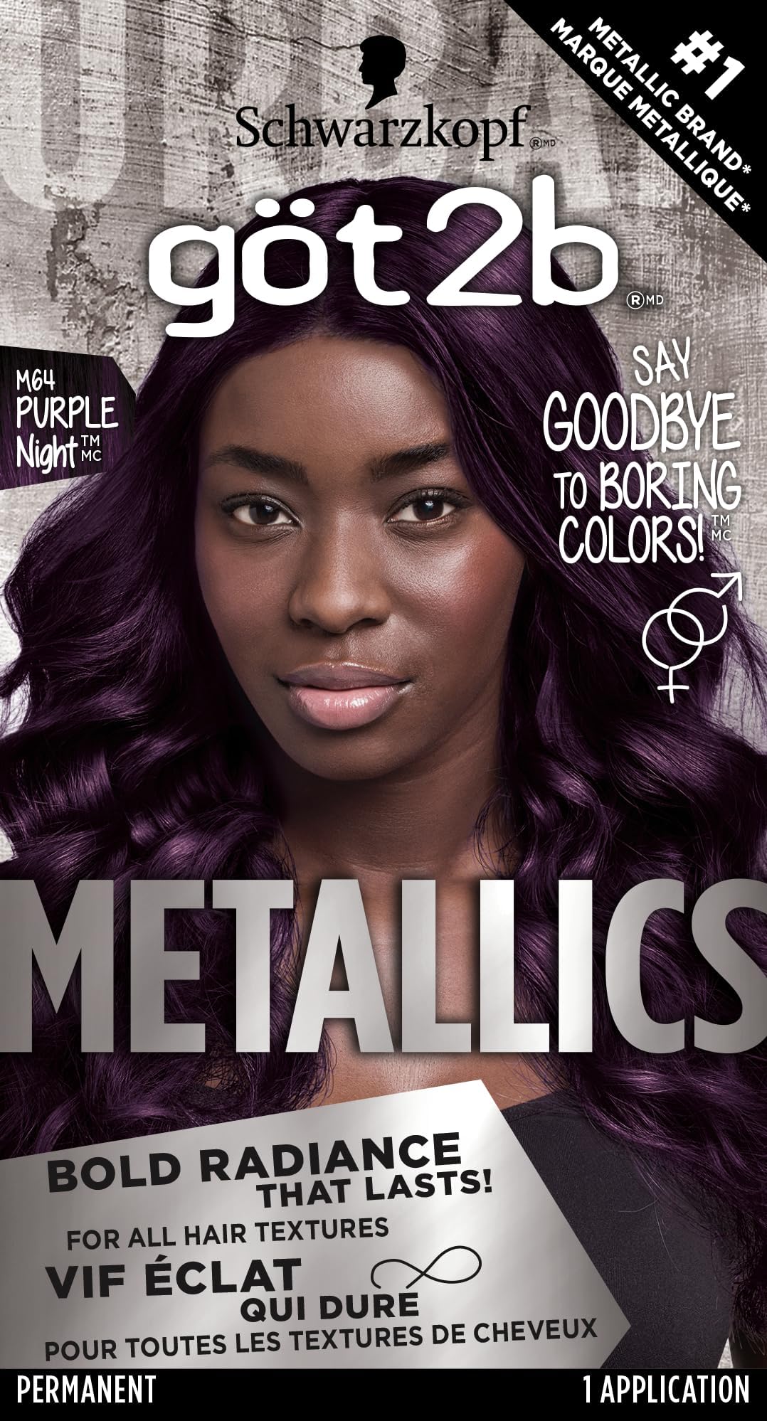 Got2b Metallics Permanent Hair Color, M64 Purple Night Charcoal