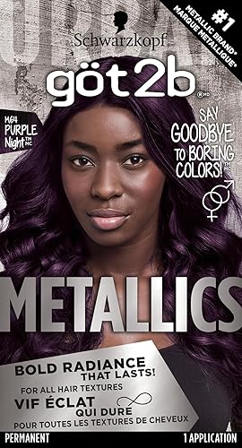 Got2b Metallics Permanent Hair Color, M64 Purple Night Charcoal