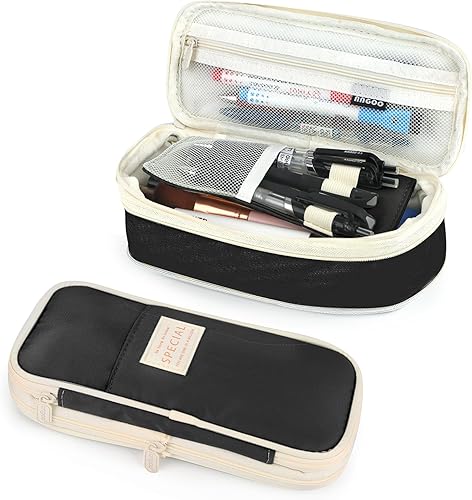 PUPTILY - Estuche para lápices, estético, de gran capacidad, portátil, con cremallera duradera, gran estuche organizador unisex de almacenamiento