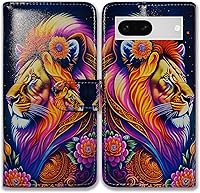 Vista 23 de Pixel 7a - Funda de piel con tapa y función atril para Google Pixel 7a, diseño de flores y mariposas azules