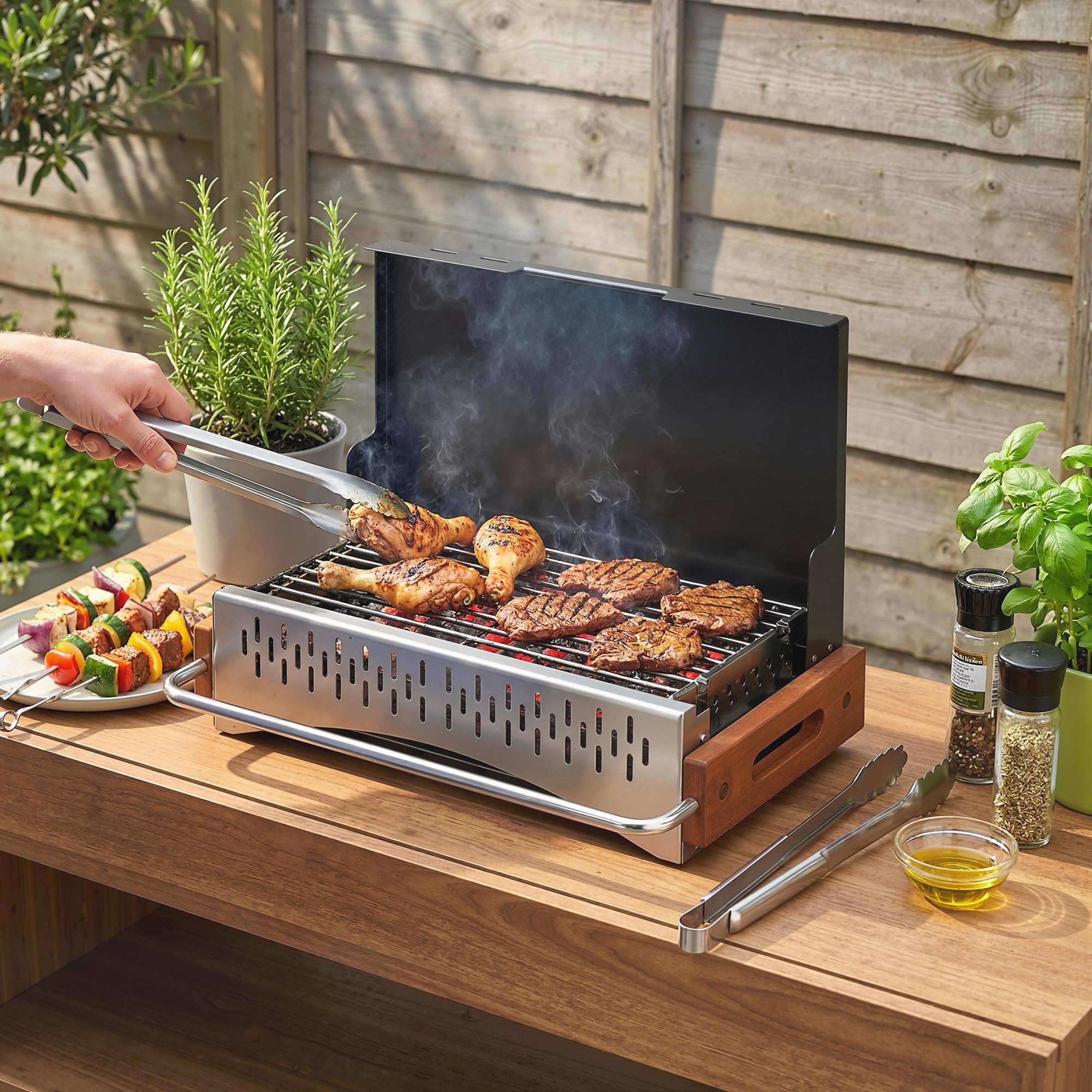 Outsunny Barbecue Portatile a Carbone, Griglia Pieghevole con Vaschetta Rimovibile per Campeggio, Picnic, Feste in Giardino, Nero