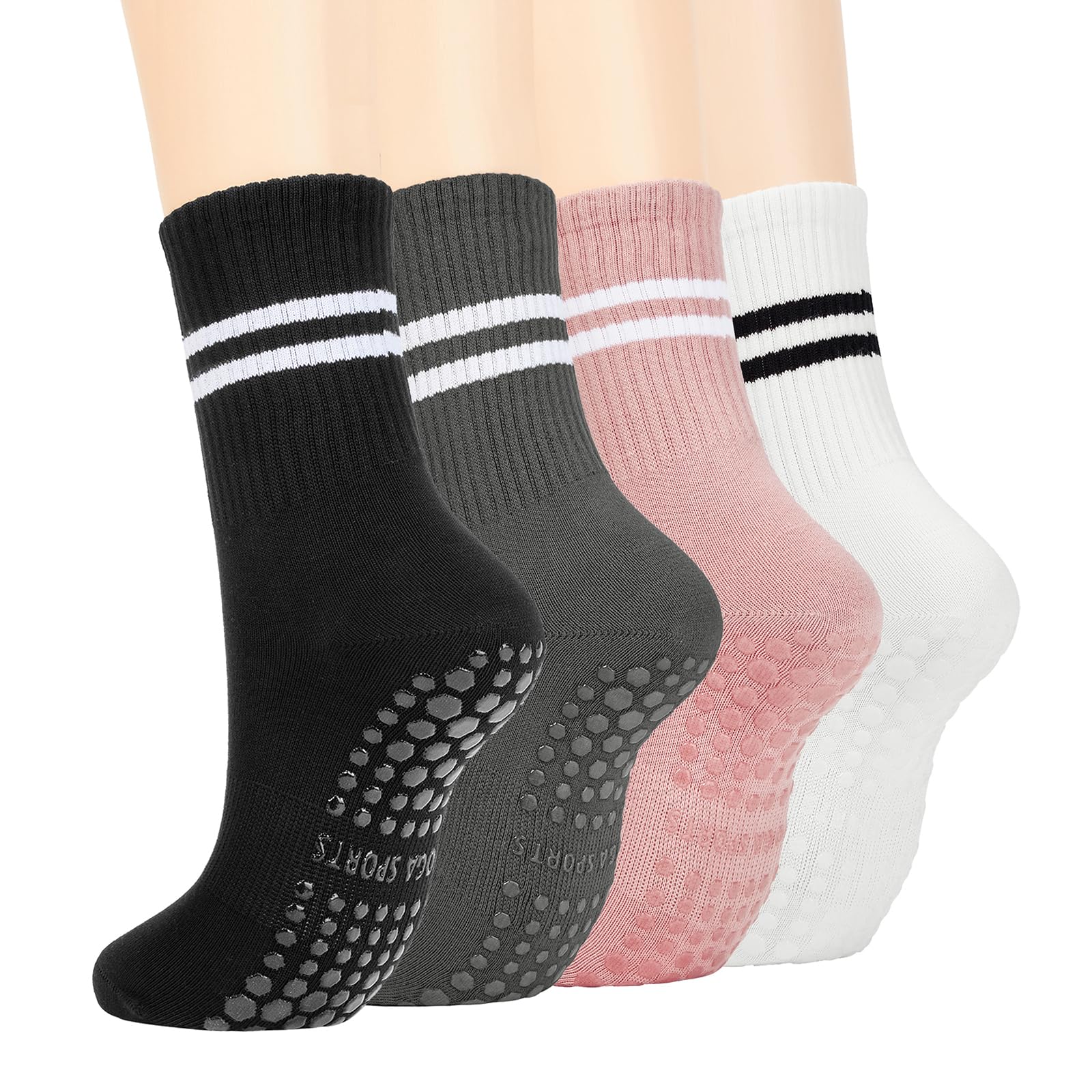 American Trends Calcetines de pilates con agarres para mujer, calcetines de yoga, calcetines antideslizantes
