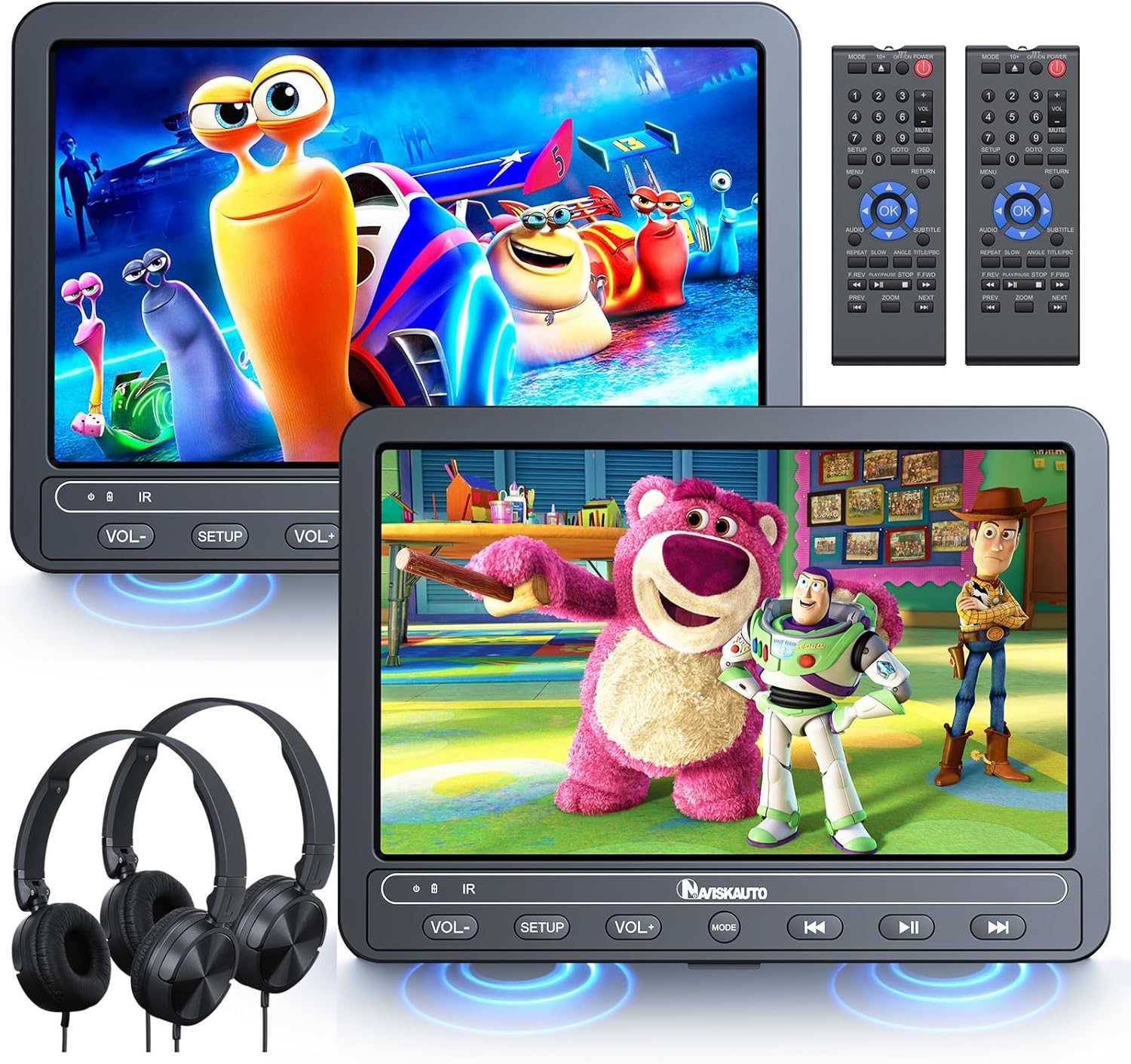 NAVISKAUTO 10.1" Dual Car DVD Players with HDMI Input, Rechargeable