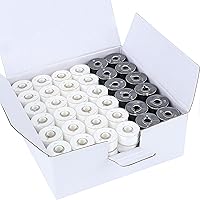 Vista 1 de New brothread 144 piezas (96 blanco + 48 negro) 60S/2 (90 WT) hilo de bobina preenrollado de plástico tamaño A SA156 para bordar y máquina de coser