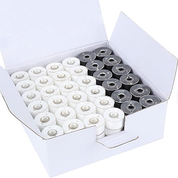New brothread 144pcs 96White + 48Black 60S/290WT Prewound Bobbin Thread Plastic Size A SA156 for Embroidery and Sewing Machine Cottonized Soft Feel Polyester Thread Sewing Thread