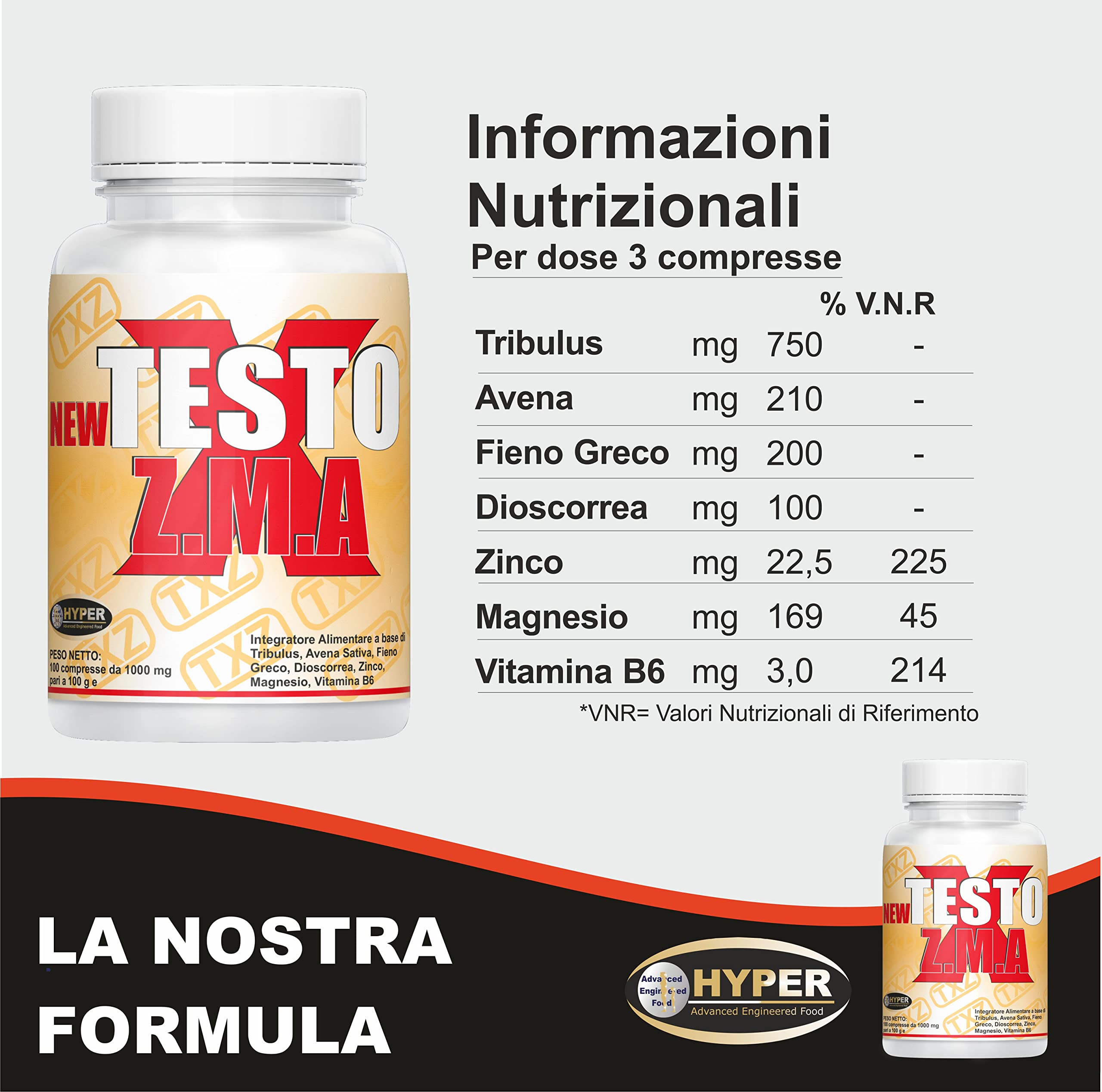 Testo X ZMA - Integratore per Uomini con Tribulus, Fieno Greco, Zinco, Magnesio e Vitamina B6 - Supporto Testosterone, Recupero Muscolare, Energia - Perdita del Desiderio Sessuale, Stanchezza