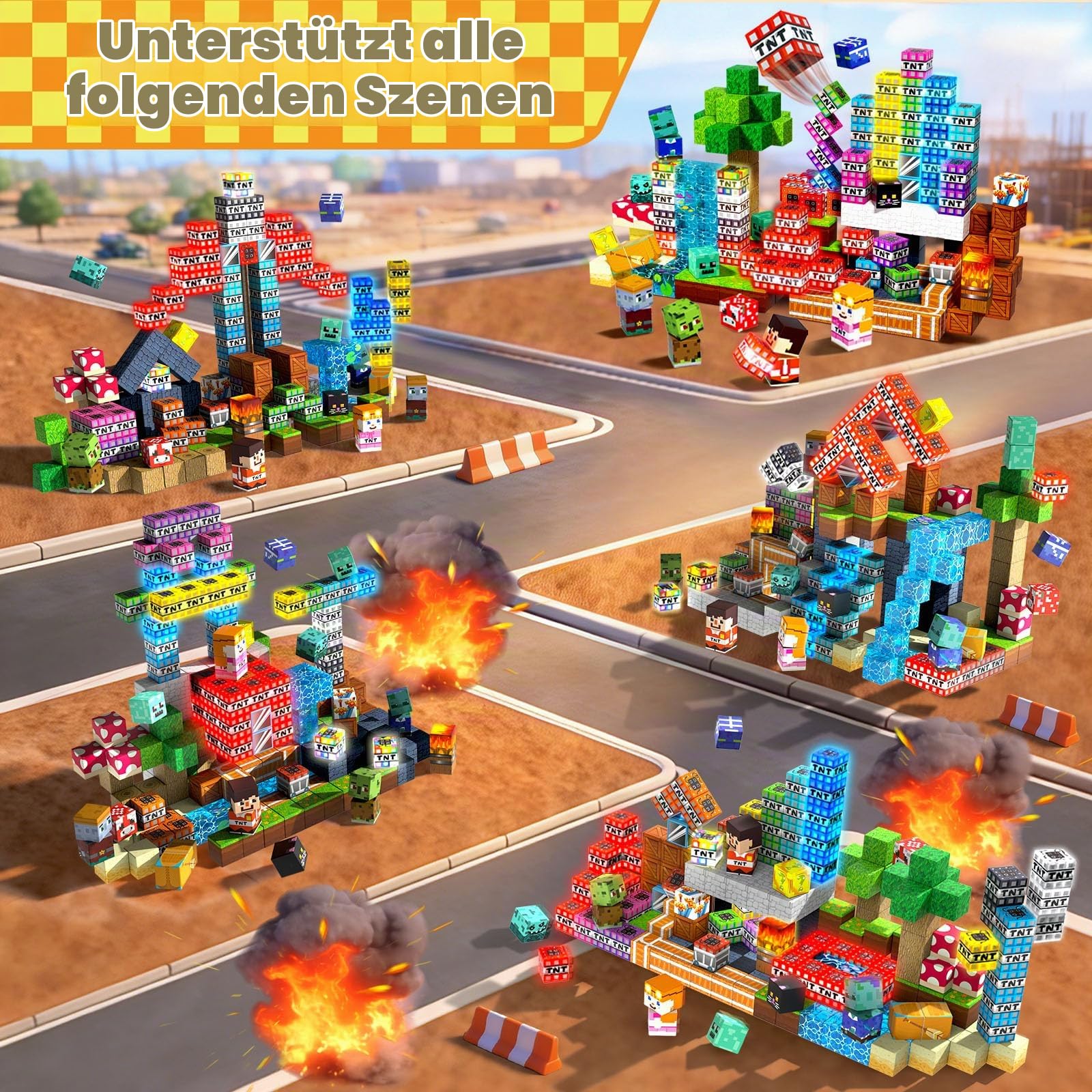 Goody King 200 PCS Magnetische Bausteine mit LED Licht - Leuchtende Magnetblöcke Set für Kinder ab 3-12 Jahre, Pädagogisches Mint Spielzeug, Kreative 3D Bauklötze im Retro-Stil