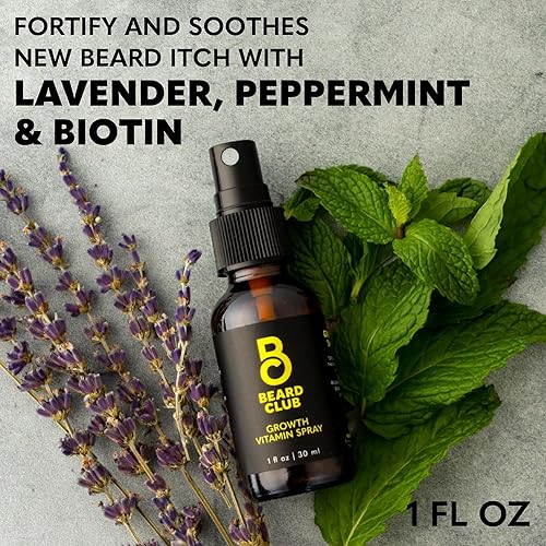Miniatura 8 de The Beard Club Spray de vitamina de biotina para el crecimiento del vello facial, fórmula natural para una barba más completa y gruesa, fácil de