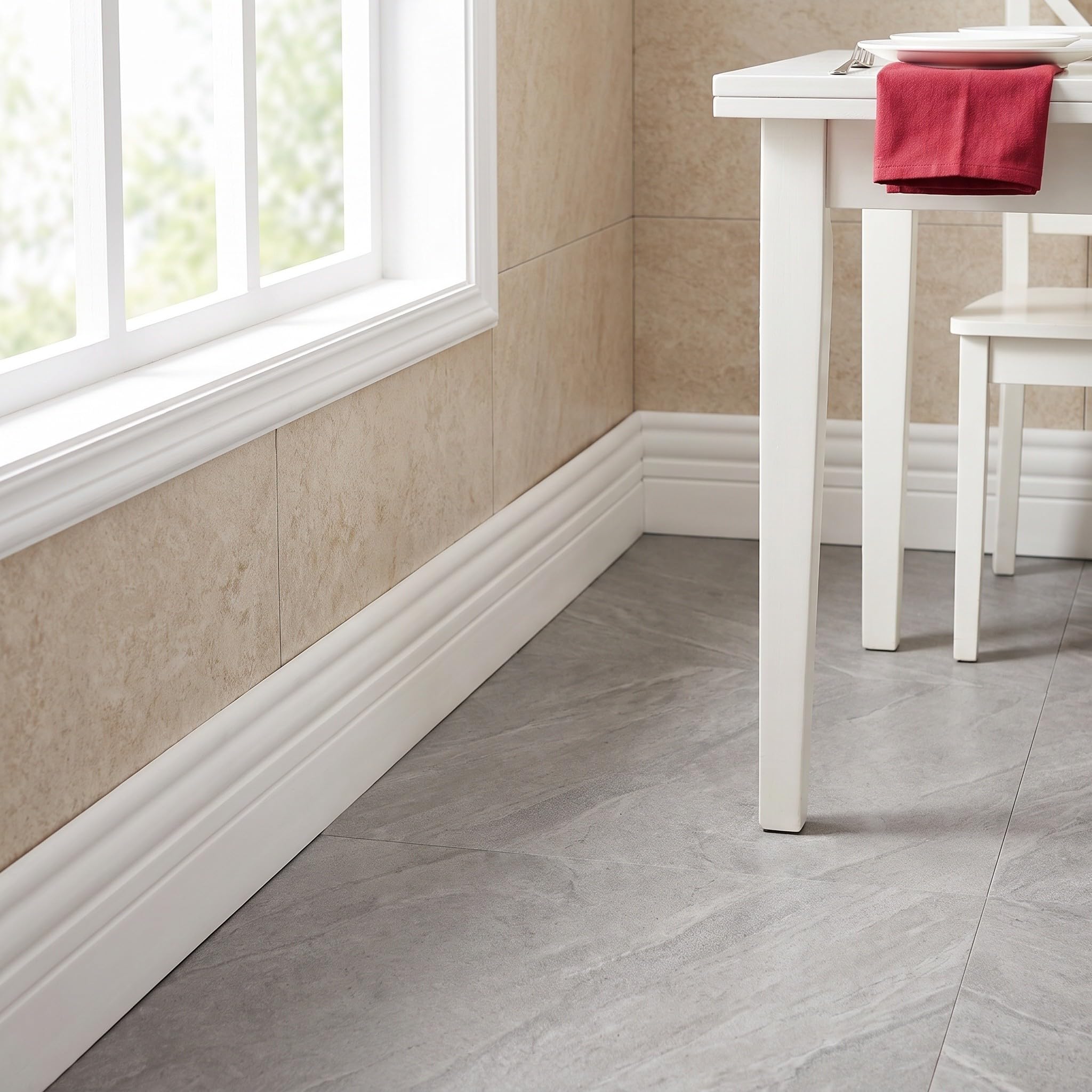 ibasenice Battiscopa di finitura, largo 10 cm, flessibile e impermeabile. | Battiscopa autoadesivo in PVC per casa e ufficio, lunghezza 5 metri (16,4 piedi).