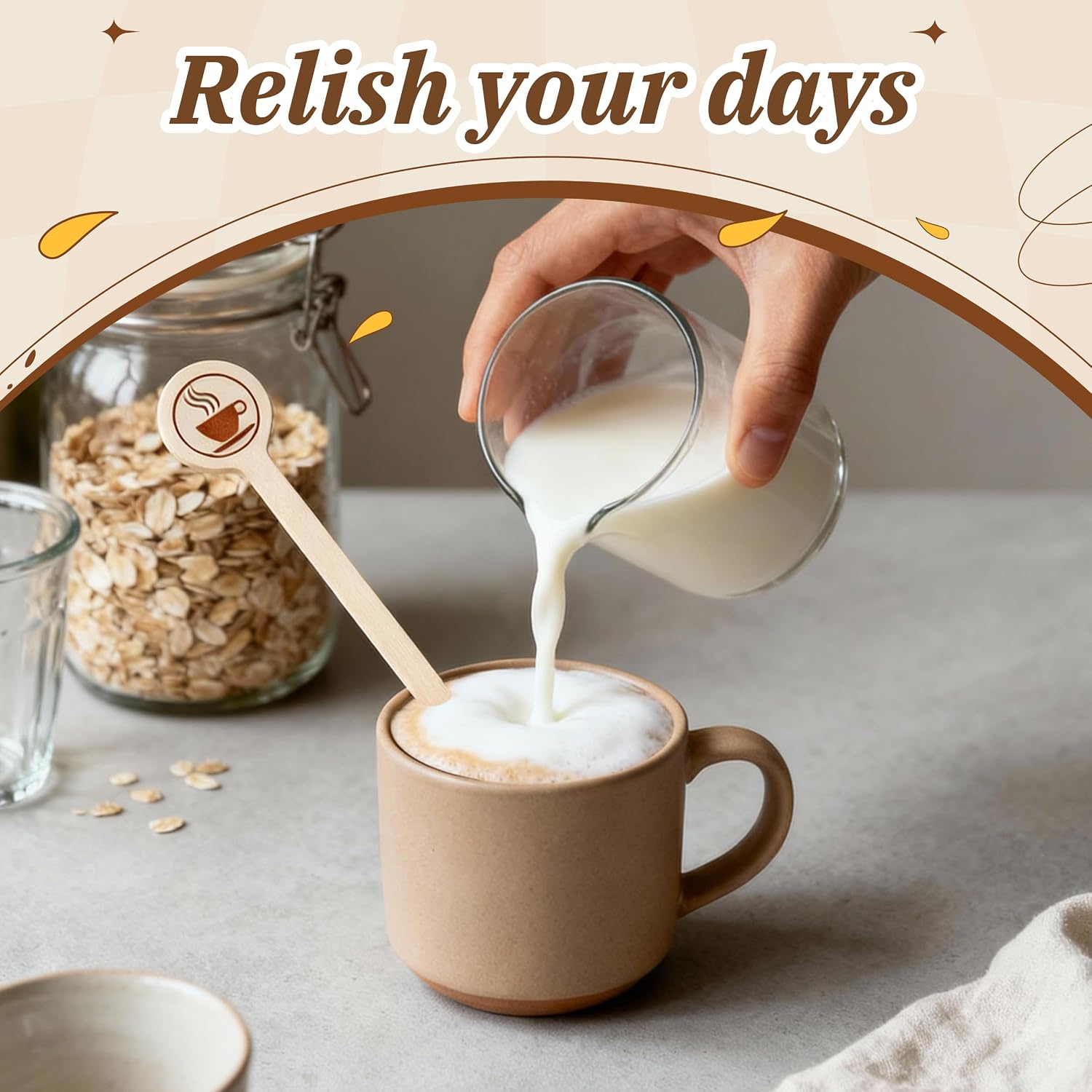 Wooden Coffee Stirrers 100-Pack Coffee Stir Sticks 5.9 Inch Natural Birch Stir Sticks with Round Ends, Disposable Stirring Sticks for Coffee, Cocktails, Milk & Hot Drinks image 4
