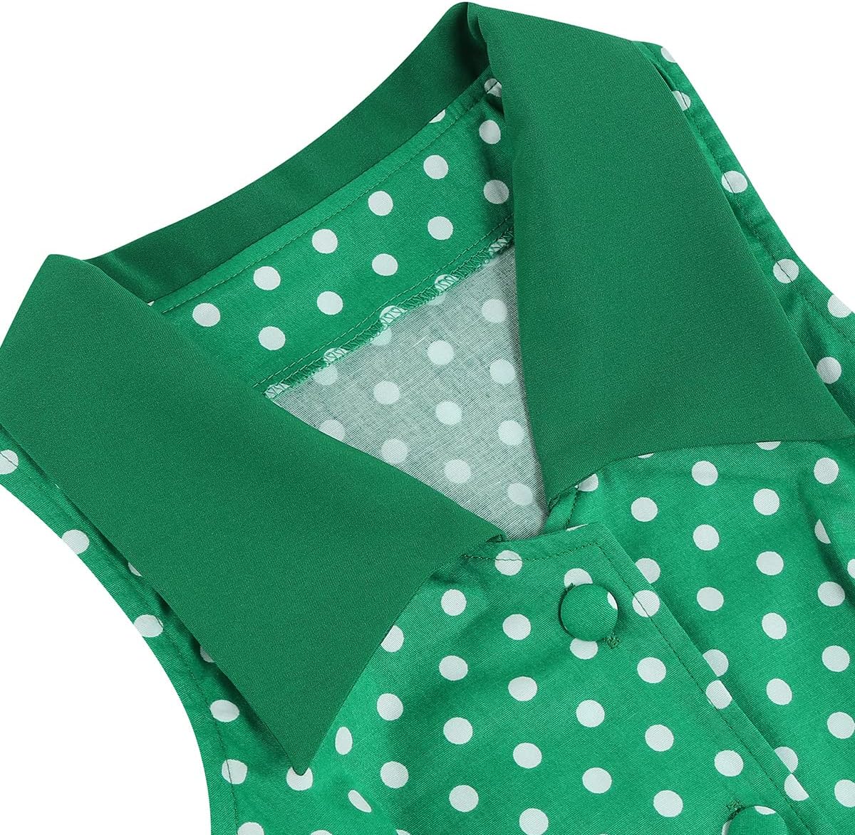 Women 50s 60s Vintage Sleeveless Cocktail Swing Dress 1950s Polka Dot Floral Audrey Rockabilly Prom Party Dress with Belt - Image 4