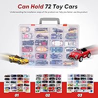 Vista 2 de Organizador de juguetes. 72 compartimentos. Caja de almacenamiento de juguetes compatible con autos Hot Wheels, autos Matchbox, mini juguetes