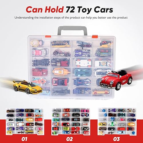 Miniatura 2 de Organizador de juguetes. 72 compartimentos. Caja de almacenamiento de juguetes compatible con autos Hot Wheels, autos Matchbox, mini juguetes y