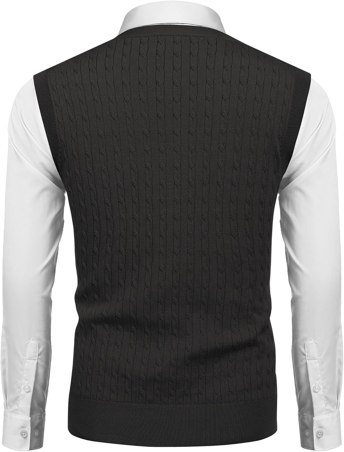 COOFANDY Men's Sleeveless Sweater Vest V-Neck Casual Cable Knit Button Down Cardigan Vest - Image 4