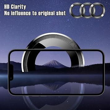Babilden İphone Alüminyum Alaşım Çerçeveli Tempered Glass Kamera Lens Koruyucu (İPHONE 14, Black)