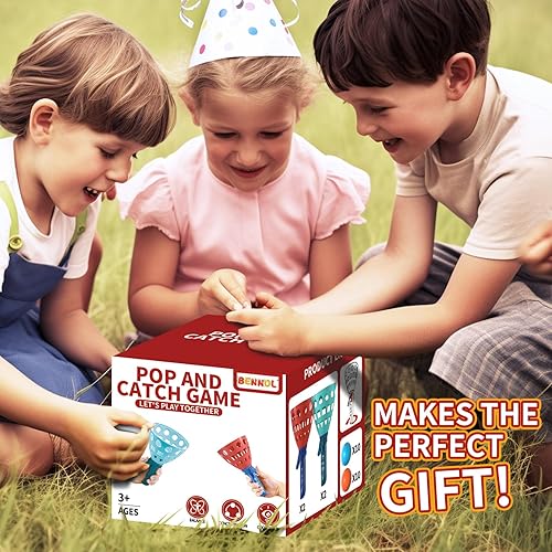 Miniatura 7 de Bennol Juguetes de juego al aire libre para niños con 20 pelotas, juego de pelota Pop Pass para atrapar juguetes para exteriores, regalos para