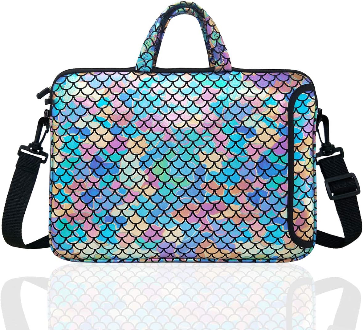14-Inch Laptop Shoulder Carrying Bag Case Sleeve For 13" 13.3" 14 inch Macbook/Notebook/Ultrabook/Chromebook, Mermaid Scale (Colorful)