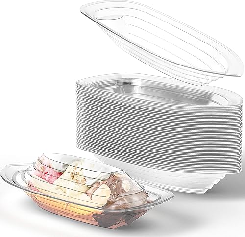 Miniatura 8 de Paquete de 50 botes divididos de plátano reciclables súper divertidos de 8 onzas. Tazones de helado duraderos y desechables. Vasos de plástico