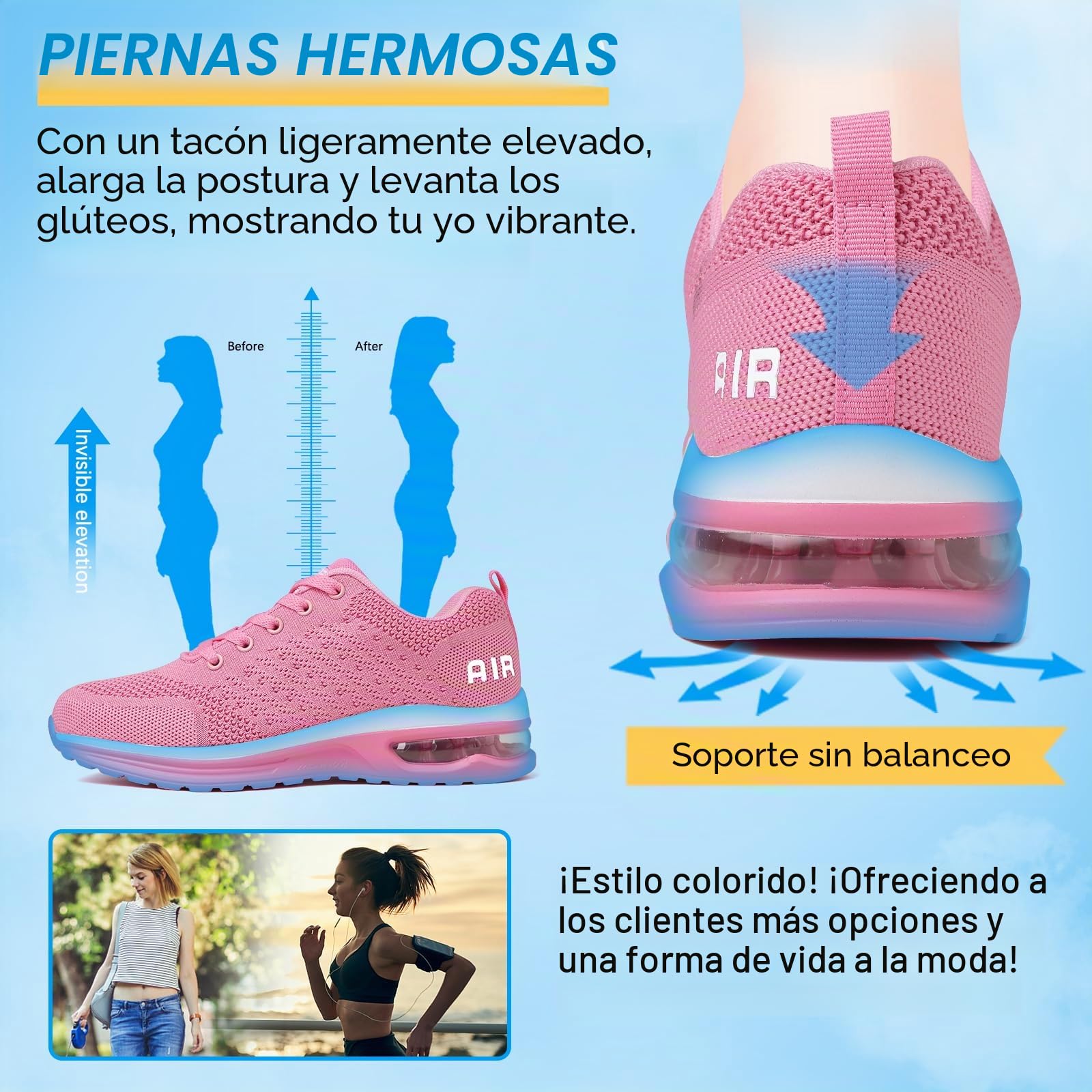 Zapatillas Deportivas Mujer Transpirables Ligeras de Malla para Correr Caminar Sneakers Casual Trabajar Gimnasio Sneakers Zapatillas de Running