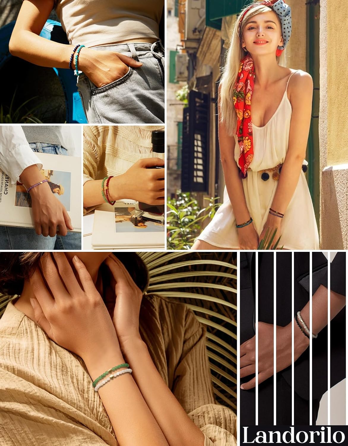 Handmade Beaded Bracelets for Women, 4mm Natural Stone Crystal Healing Gemstone with 925 Gold Silver Heart Beads, Yoga Meditation Stretchy Bracelet, Love Jewelry Gift - Image 8