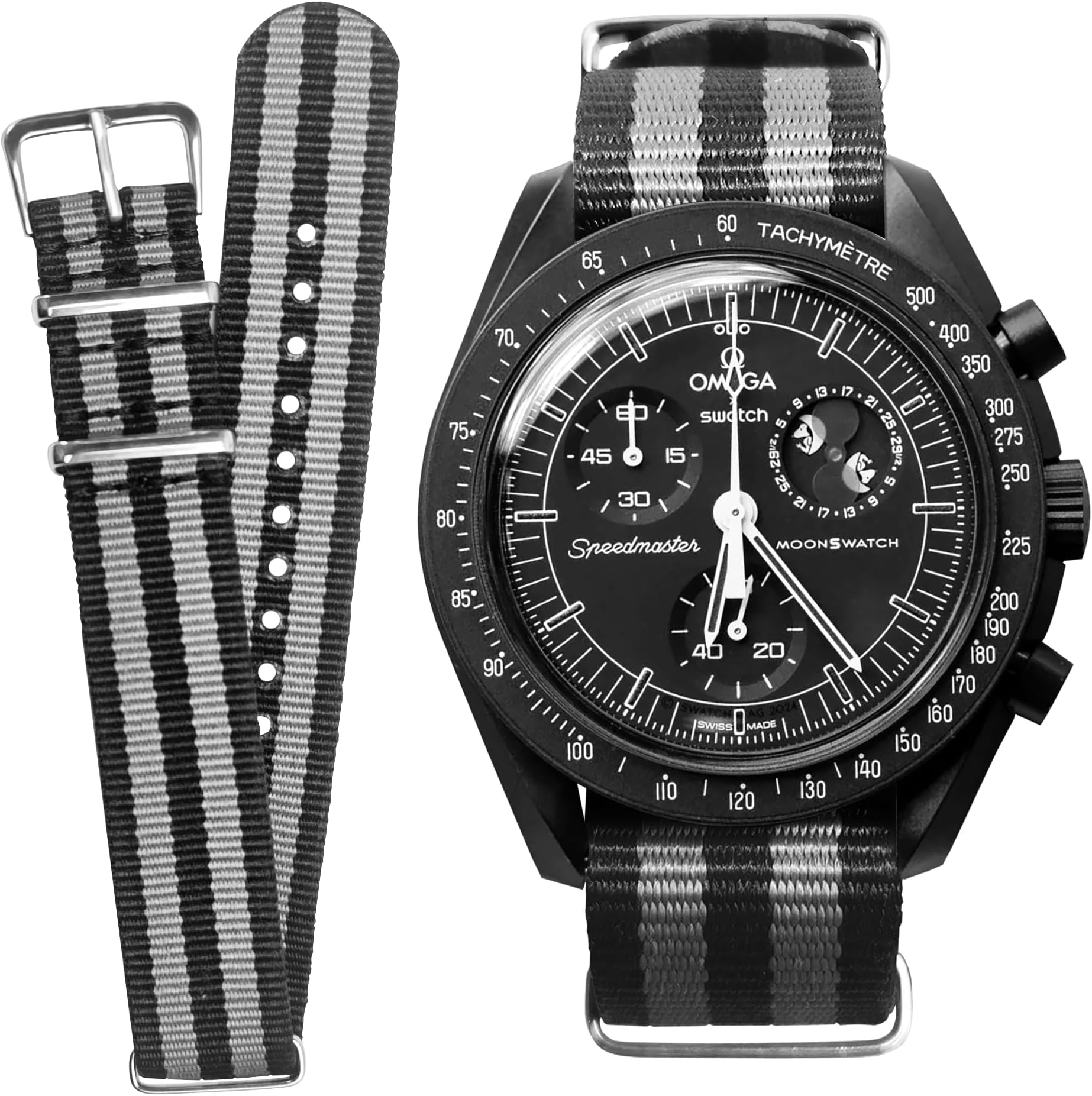 Watch Strap for Omega X Swatch Moonswatch Speedmaster Nato® Style Knitted Nylon Watch Band Replacement