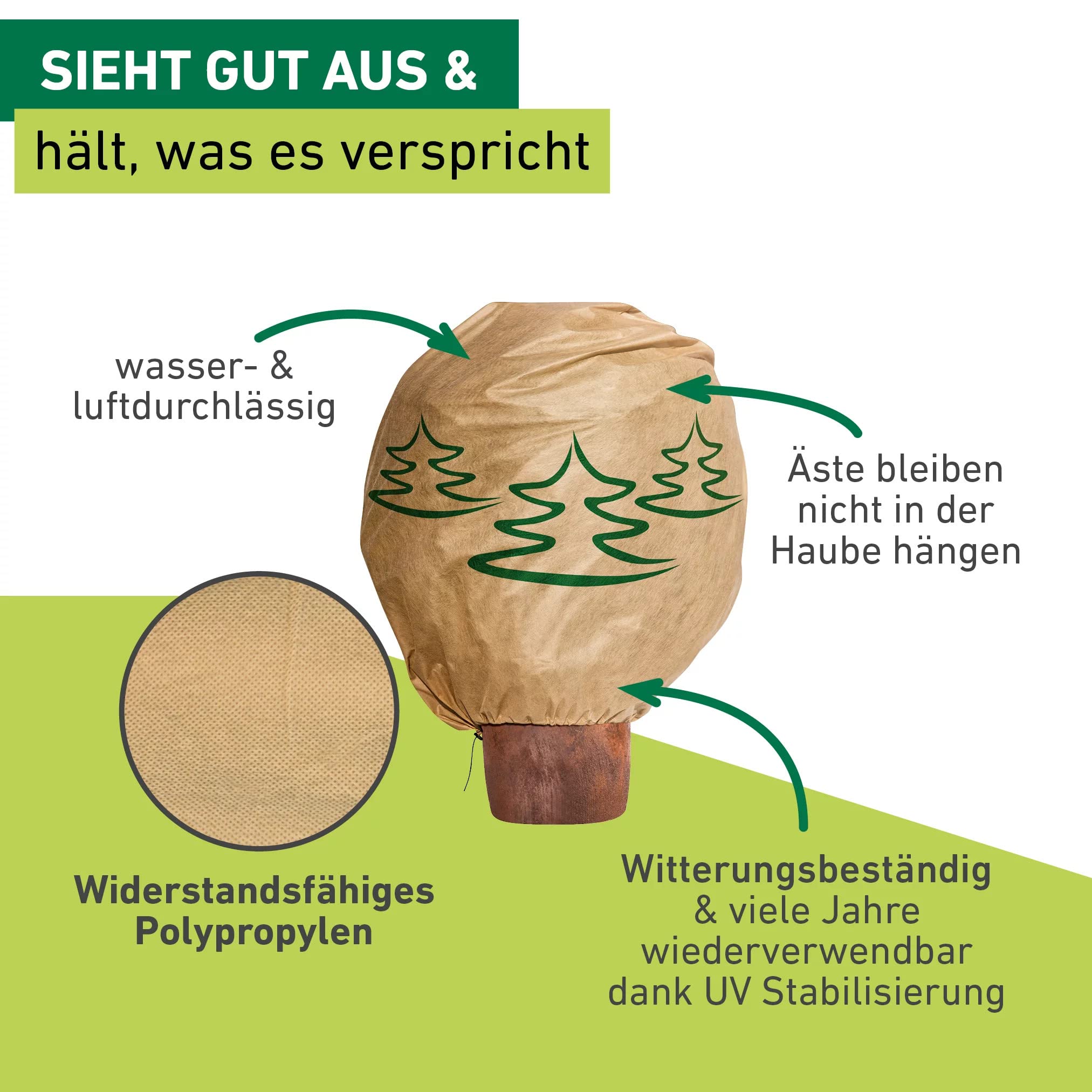 Windhager 07438 - Telo Invernale in Tessuto Non Tessuto Superprotect XXXL, Termico, antigelo e Protezione dal Freddo per Alberi e Piante, con Cordoncino, 3,9 x 3,5 m, Colore: Beige