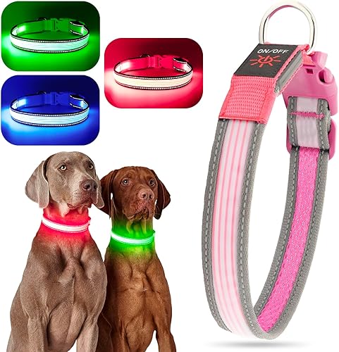 Miniatura 2 de YFbrite Collar de perro LED totalmente ajustable, collar de perro con luz completa iluminada, collar reflectante para perro que brilla en la