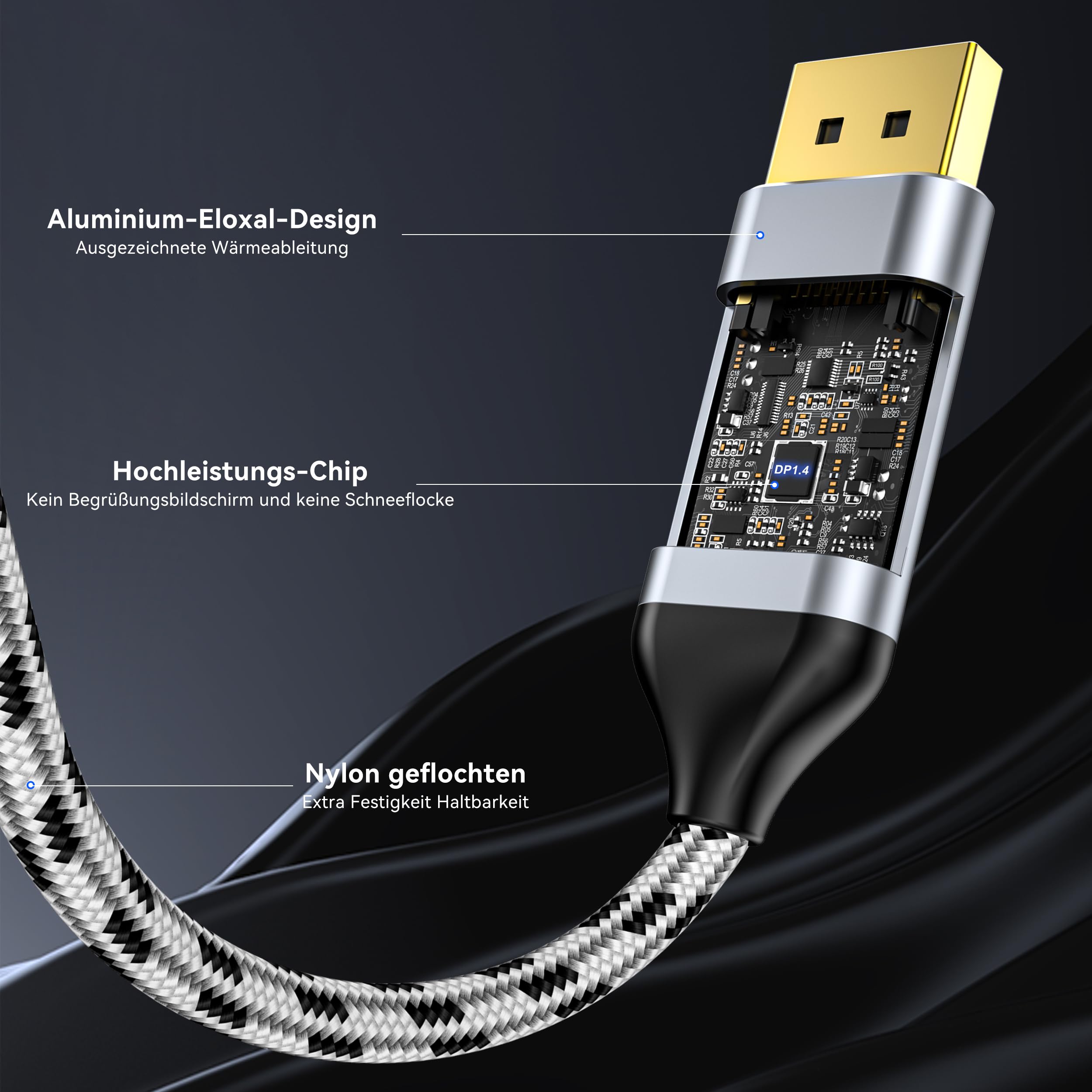 Przewód USB C Displayport 1.4 3M, 8K@60Hz 4K@240Hz/144Hz HDR VRR Thunderbolt 4 3 Przewód USB C na DisplayPort 1.4 dla iPhone 15 MacBook Pro Air M1 M2 iPad Pro Air 5 Surface Pro 8 Galaxy S23