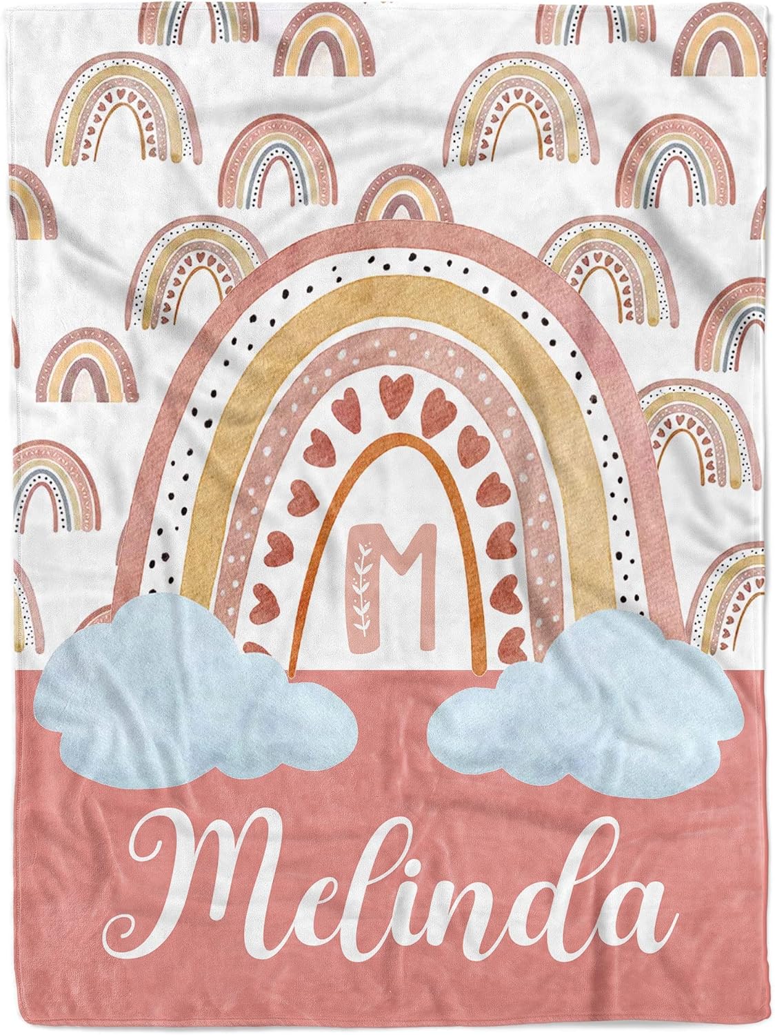 Personalized Rainbow Blanket for Girls & Kids - Custom Name Blanket for Baby Shower