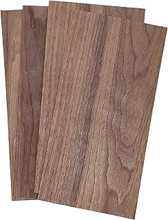 4 Pack Black Walnut Wood Veneer Sheets, 1mm Thick - 5.9" x 11.8" Unfinished Natural Wood Sheets for Laser Cutting, Marquetry, Inlay, Wood Burning, DIY Crafts, Model Making, Scroll Saw Projects