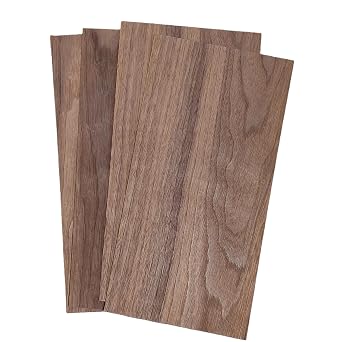 4 Pack Black Walnut Wood Veneer Sheets, 1mm Thick - 5.9" x 11.8" Unfinished Natural Wood Sheets for Laser Cutting, Marquetry, Inlay, Wood Burning, DIY Crafts, Model Making, Scroll Saw Projects