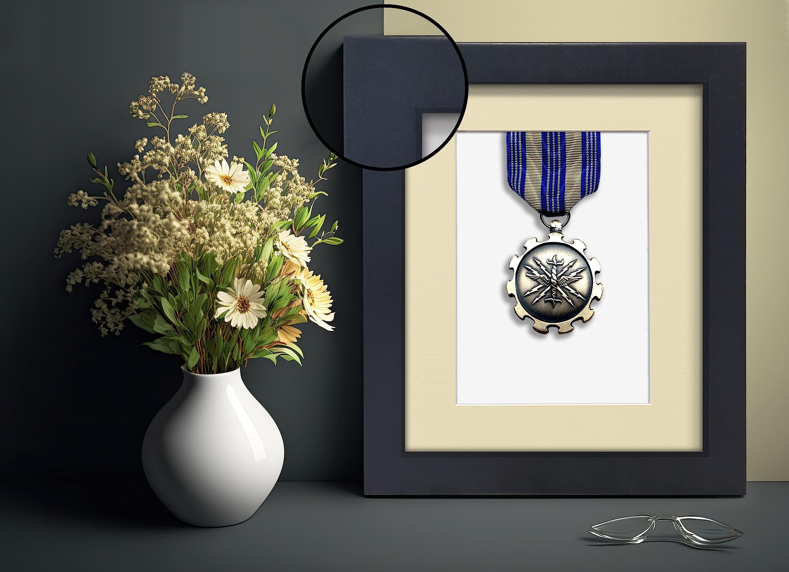 FRAMOREY Stylish Back Mount Display Elevate Artwork Black A1 Photo Print Frame with A2 Ivory Mount Shadow Box Frame - Showcase Artwork & Objects With Multicolored Mounts