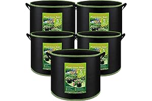 10 Gallon Fabric Pots - 5-Pack Thickened Nonwoven Aeration Fabric Pots for Optimal Plant Growth