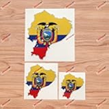 Ecuadorian Ecuador Country Outline Map Flag Vinyl Decal Sticker - 3 Pack Reflective, 3 Inches, 4 Inches, 6 Inches